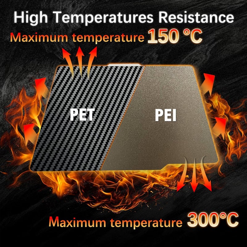 Wefuit 3D Printer PET+PEI Build Plate 257x257mm for Bambu Lab P2S/X1/X1C/X1E/P1P/P1S/A1 3D Printer, Smooth PET+Textured PEI Spring Steel Build Plate,Double Sided Flexible Sheet Removable Platform - Image 4